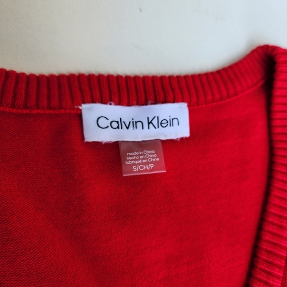 Calvin Klein Dress Womens Small Red Knit Sheath Knee Length Classic Cocktail S - Picture 8 of 14